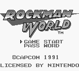 Rockman World title screen for GameBoy